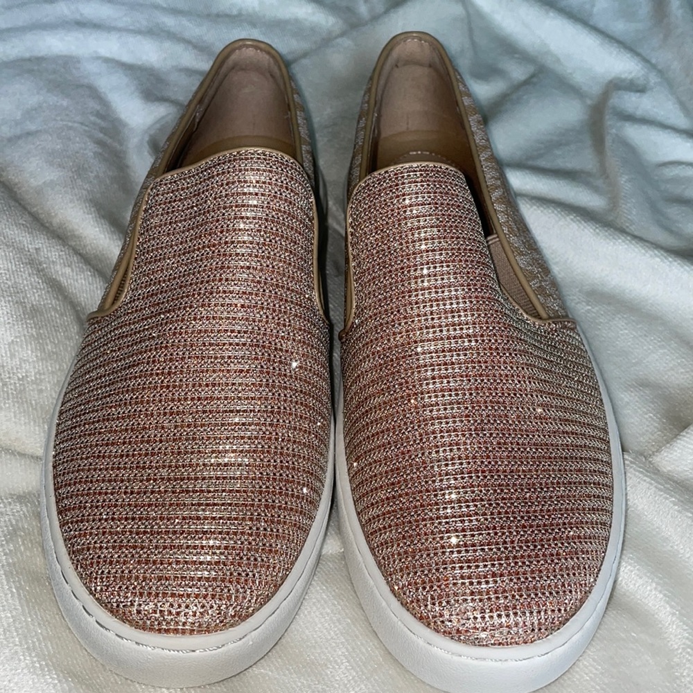 Rose gold slip ons